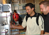 A student at Wits test drives some of the equipment in the Expotainer during the recent road-show